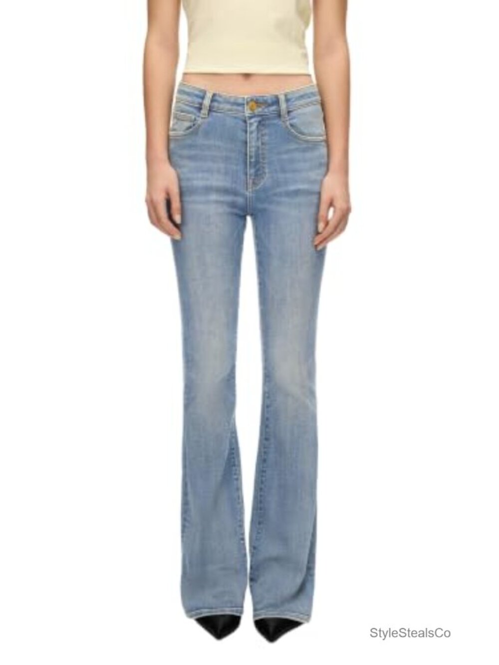 Mid Rise Flare Bootcut Jeans Stretchy Cotton Denim Slim Fit Casual